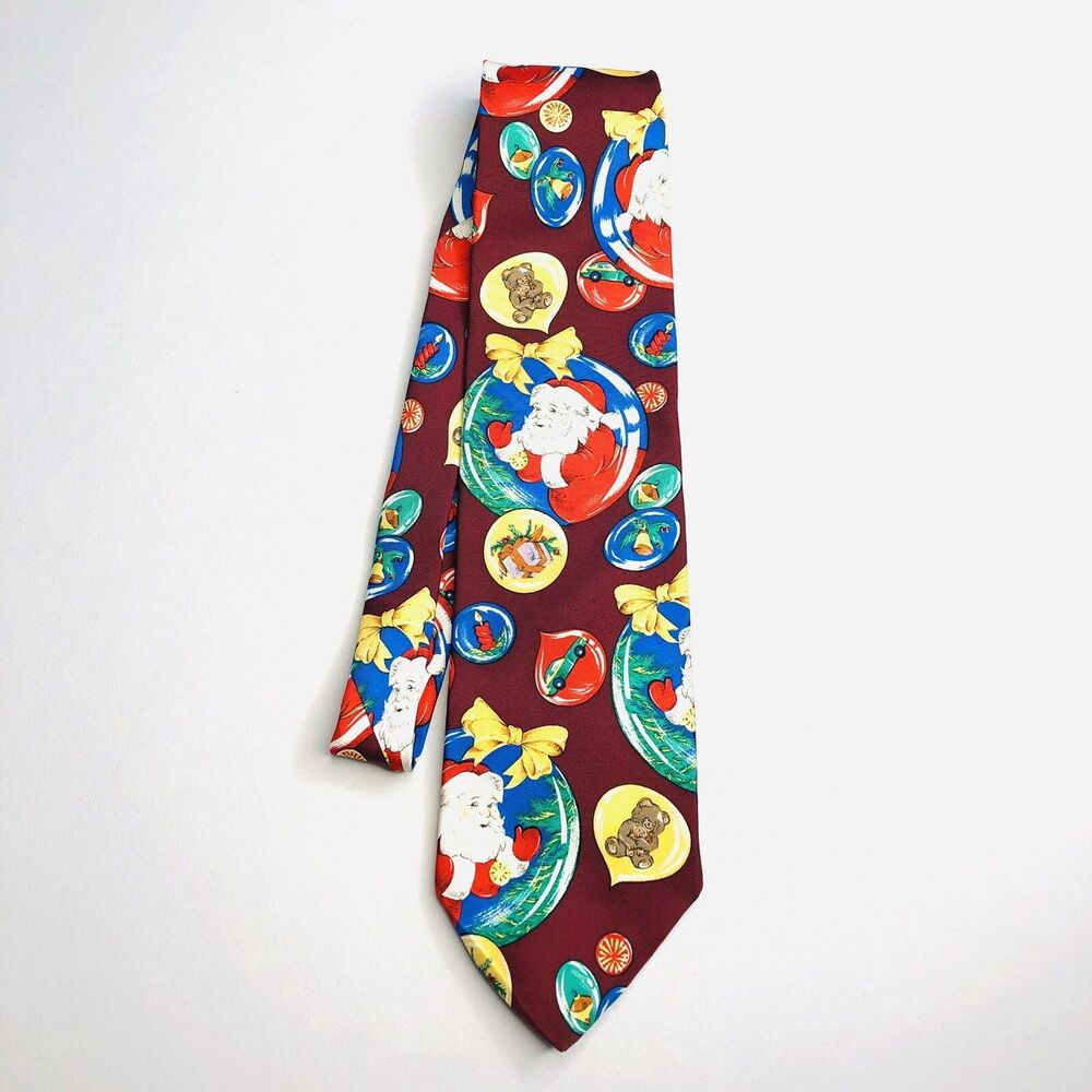 HOLIDAYS by JCPenney by MMG🎅🏻Burgundy Red Santa Claus Christmas🎅🏻Holiday Tie